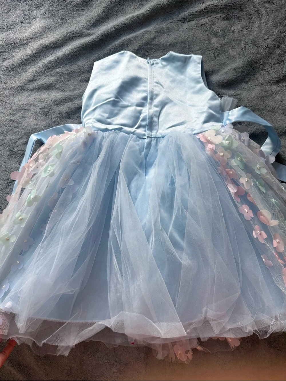 Light Blue Floral Tulle Kids Costume Dress by